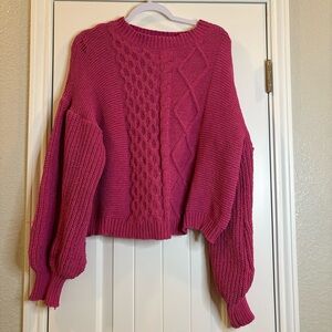 Ces Femme Pink Cable Knit Sweater